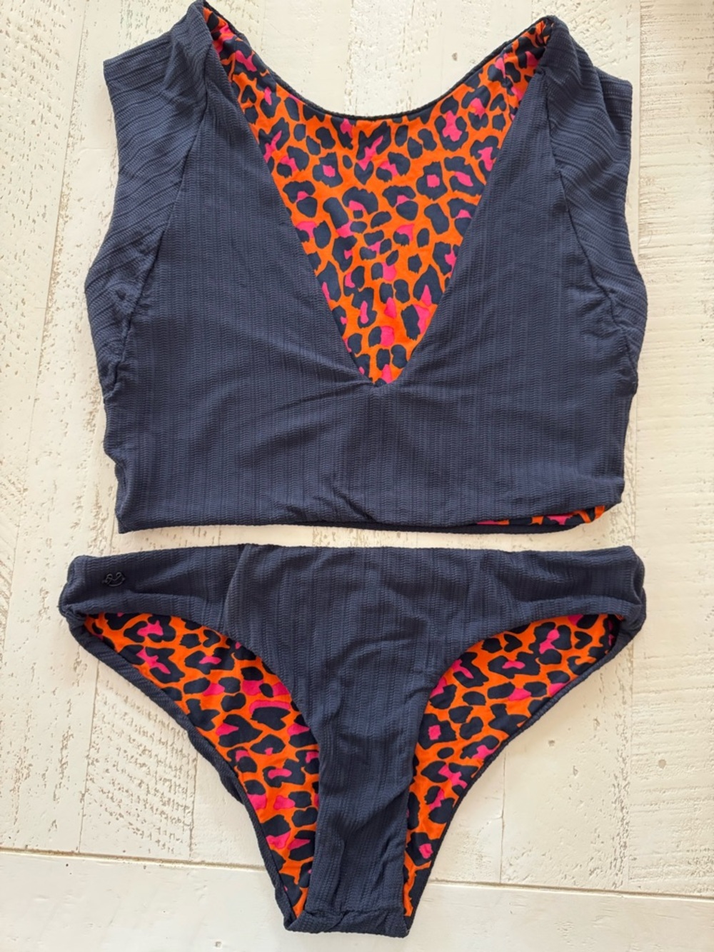 Maaji Blue and Orange Floral Scoop Bikini Top and Bottom - Picture 6 of 9